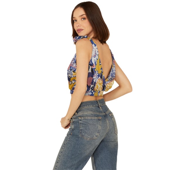 Free People Intimately โWeekend in Montaukโ Blue Floral Tie Strap Crop Top NWT ๐ผ - Picture 2 of 12